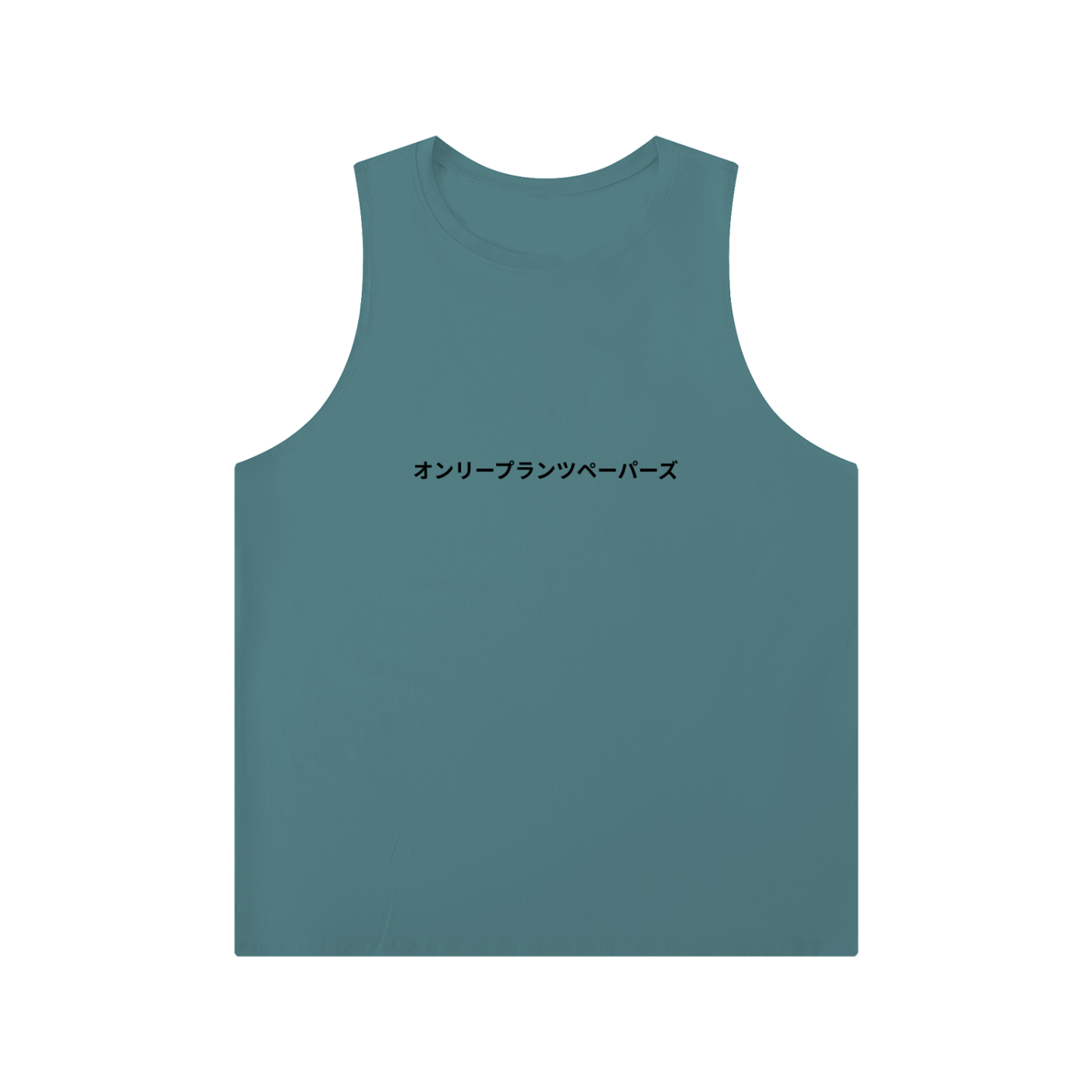 Men's Solid Color Crewneck Katakana Tank