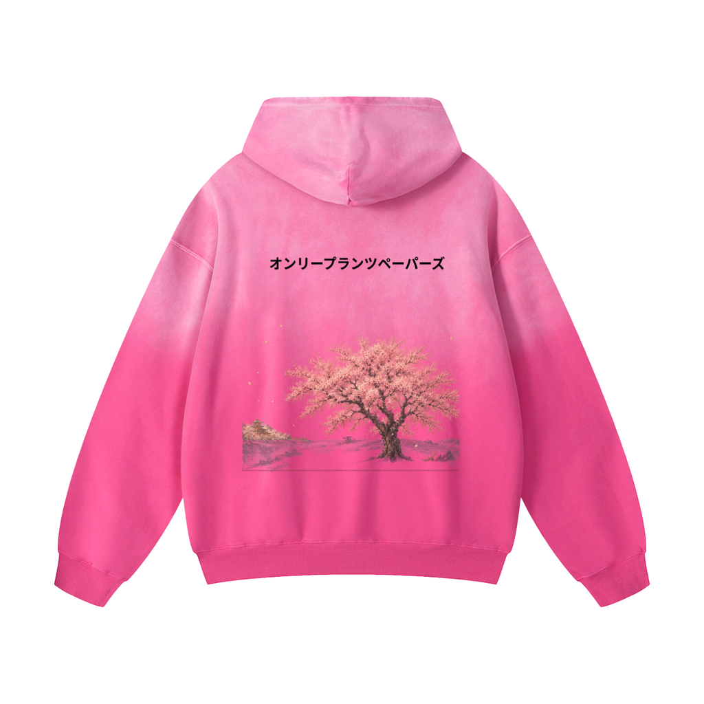 Heavyweight Sunfade Oversized ONLY PLANTS PAPERS Hanami Hoodie