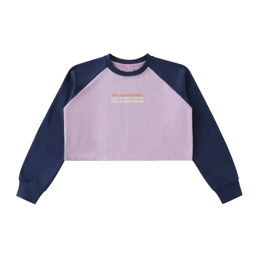 Only Plants Papers | Barcode Women's Crop Sweatshirt Raglan Crop Sweatshirt, Colorblock