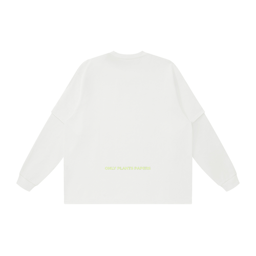 Men's NEON Katakana ONLY PLANTS PAPERS double Sleeve-Shirt