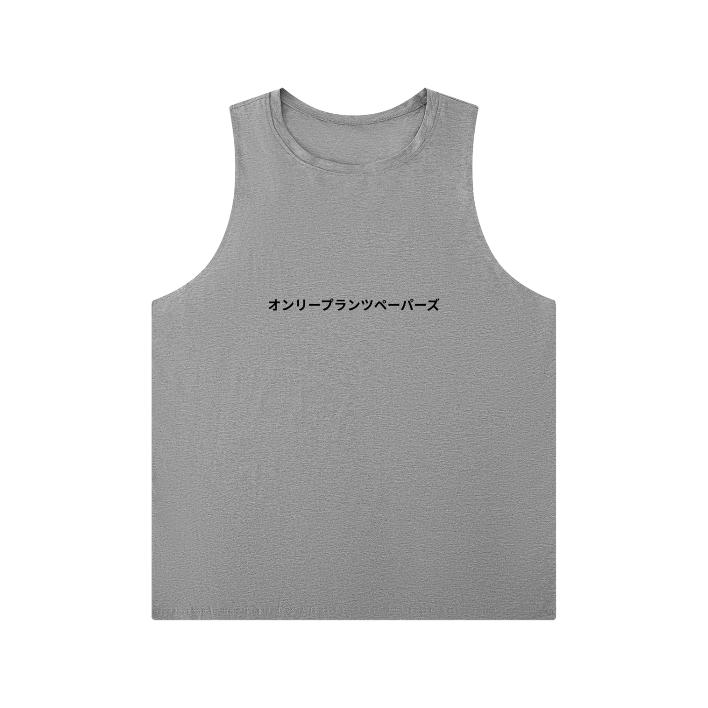 Men's Solid Color Crewneck Katakana Tank