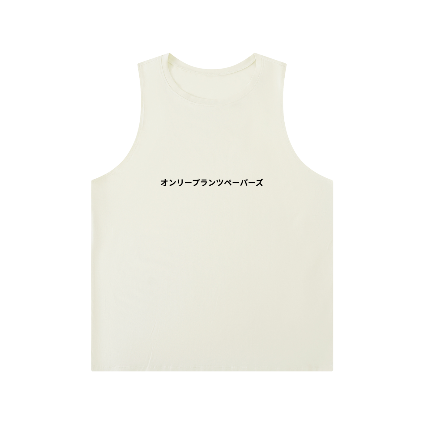 Men's Solid Color Crewneck Katakana Tank